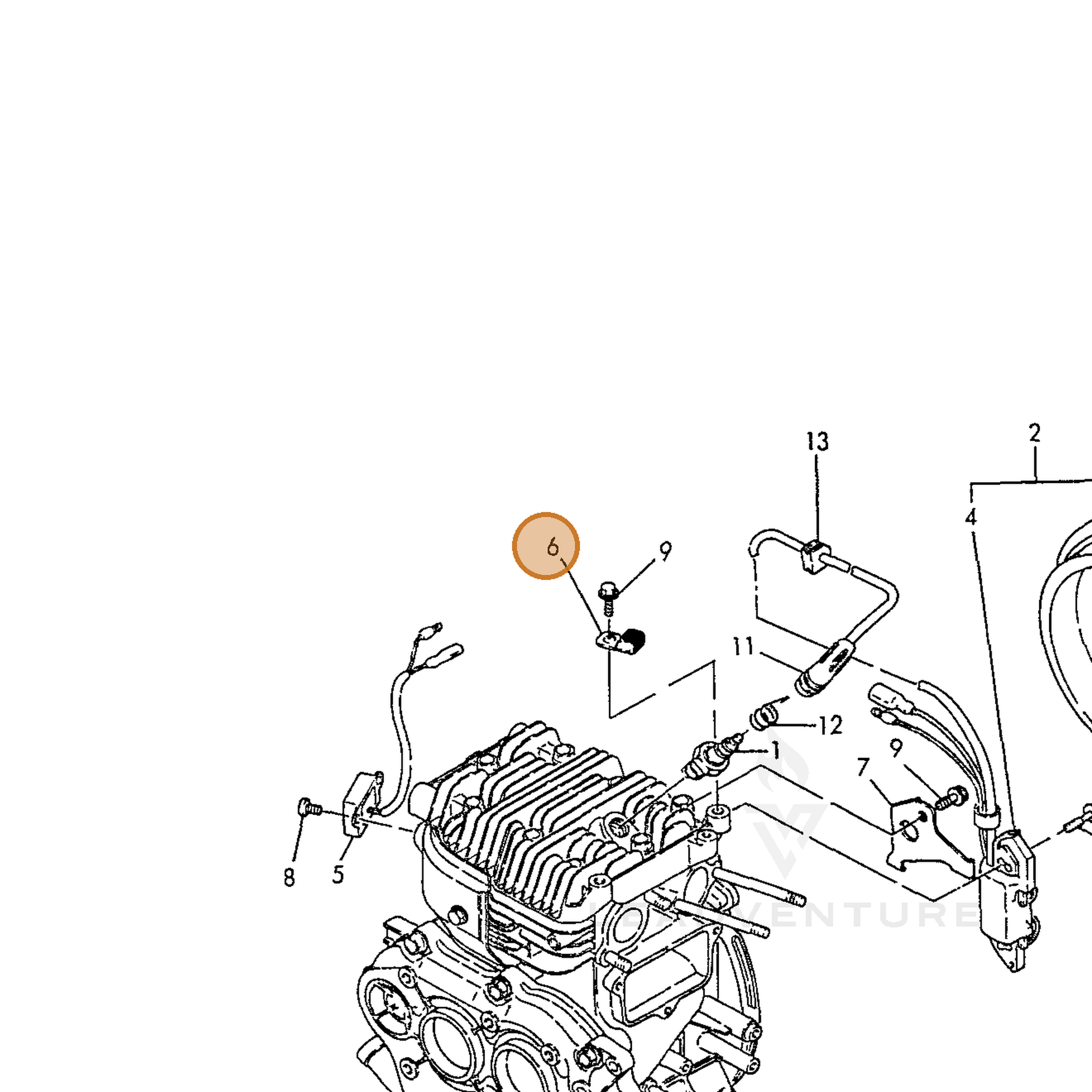 ECHO part Y16087078700 — IPL diagram snippet (6x zoom, amber highlight)