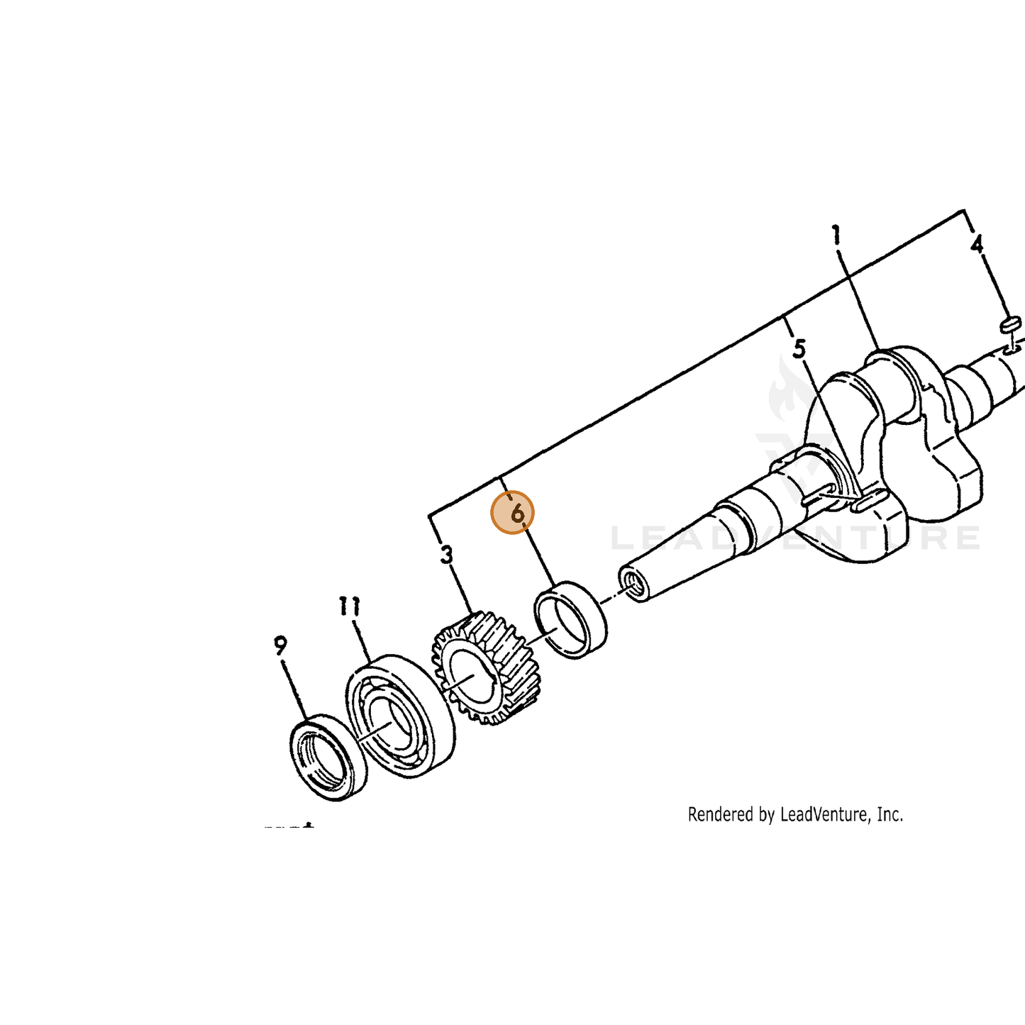 ECHO part Y16088021610 — IPL diagram snippet (6x zoom, amber highlight)