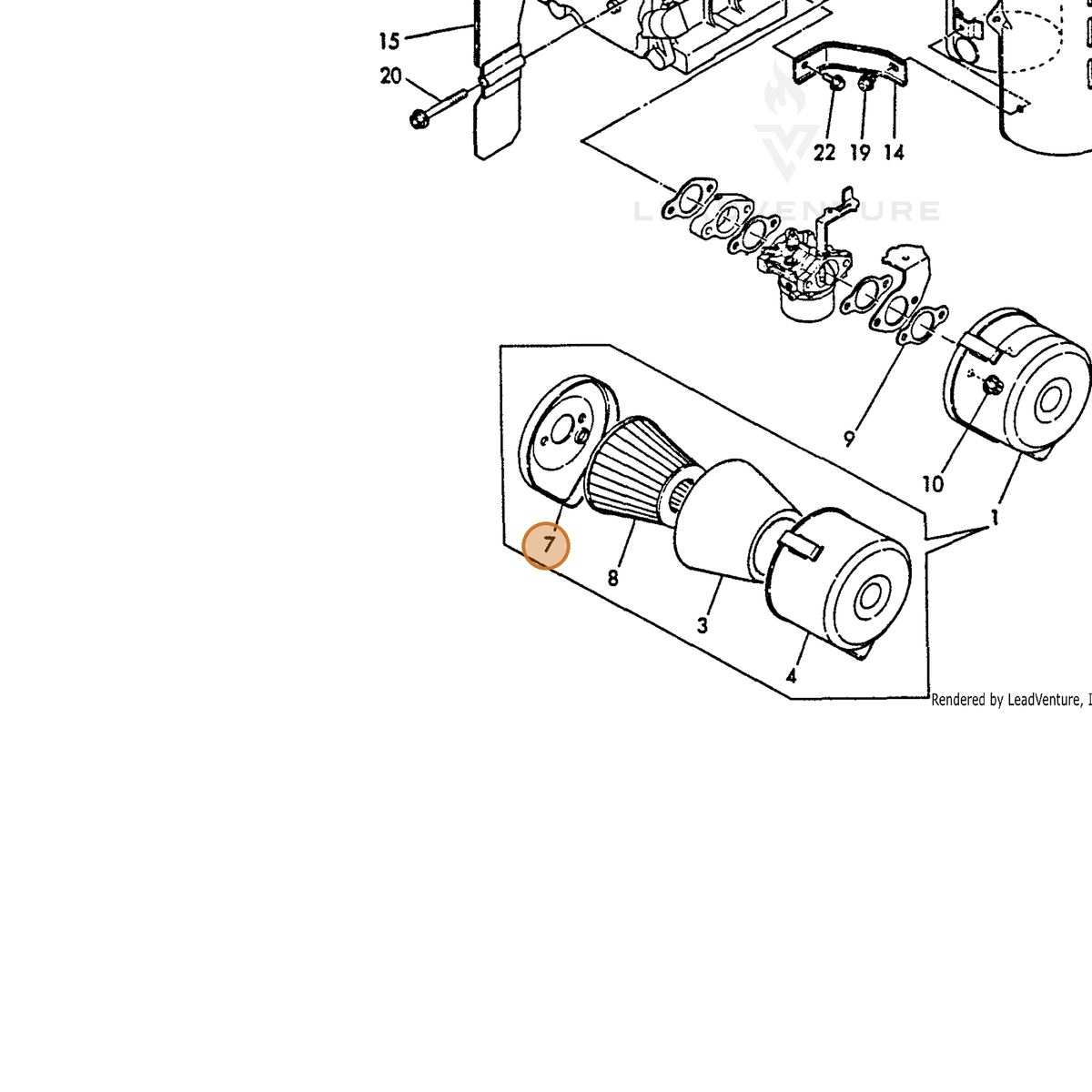 ECHO part Y16091012710 — IPL diagram snippet (6x zoom, amber highlight)