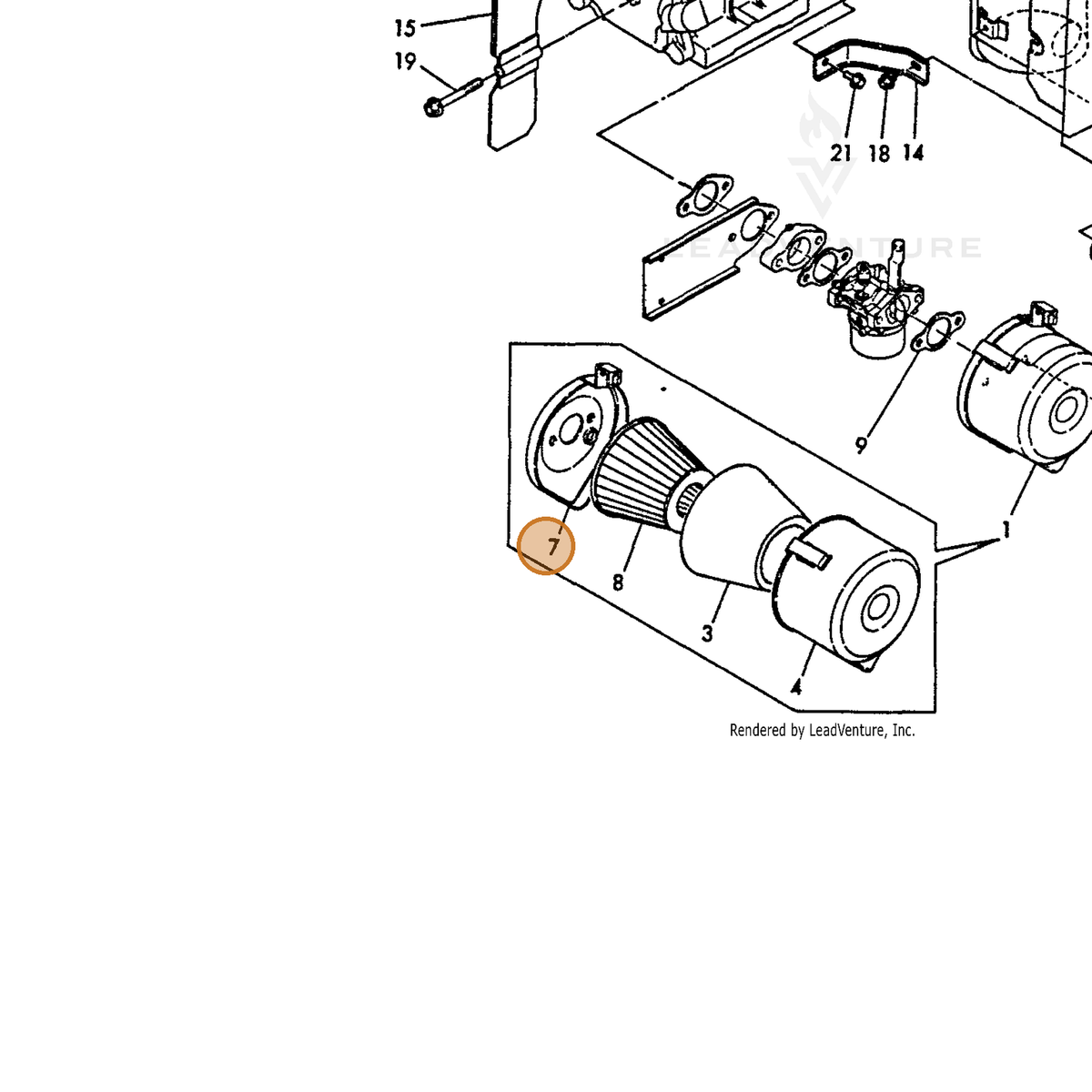 ECHO part Y16091012720 — IPL diagram snippet (6x zoom, amber highlight)