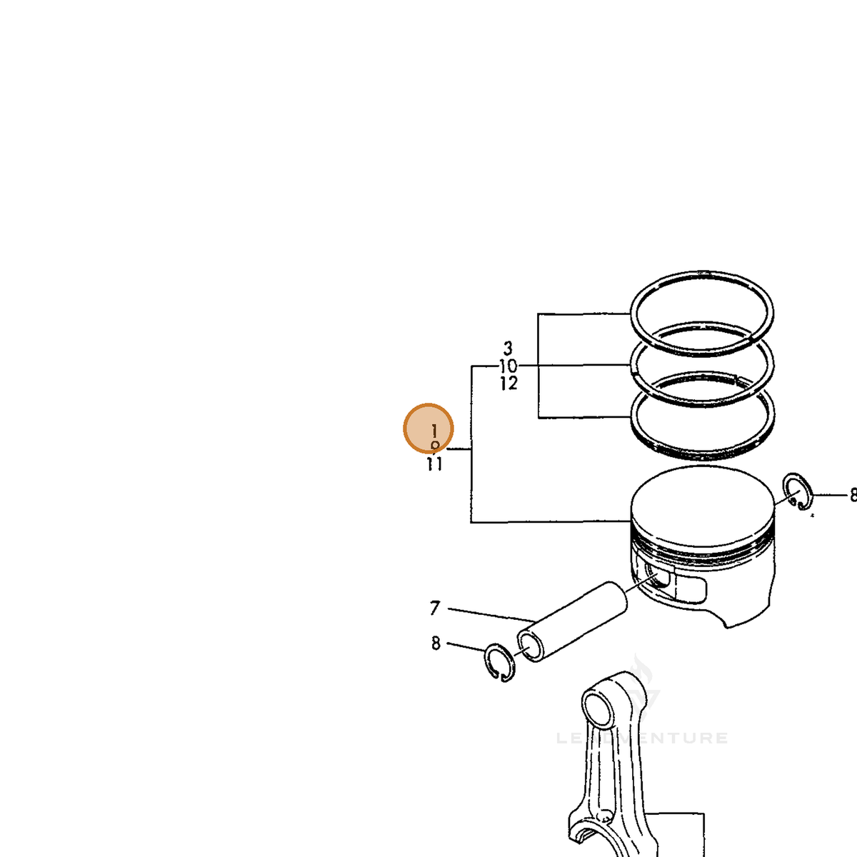 ECHO part Y16091022011 — IPL diagram snippet (6x zoom, amber highlight)