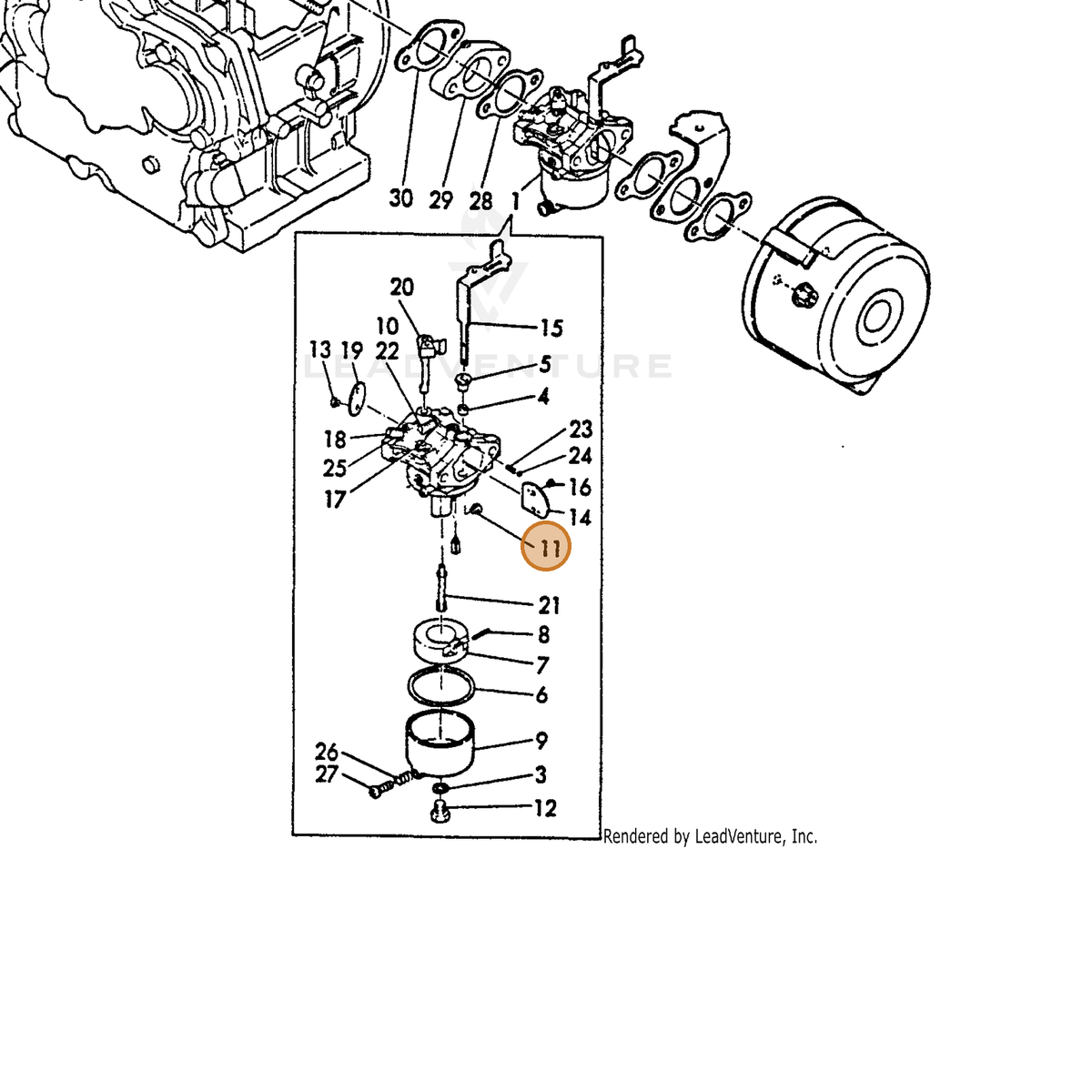 ECHO part Y16091056650 — IPL diagram snippet (6x zoom, amber highlight)