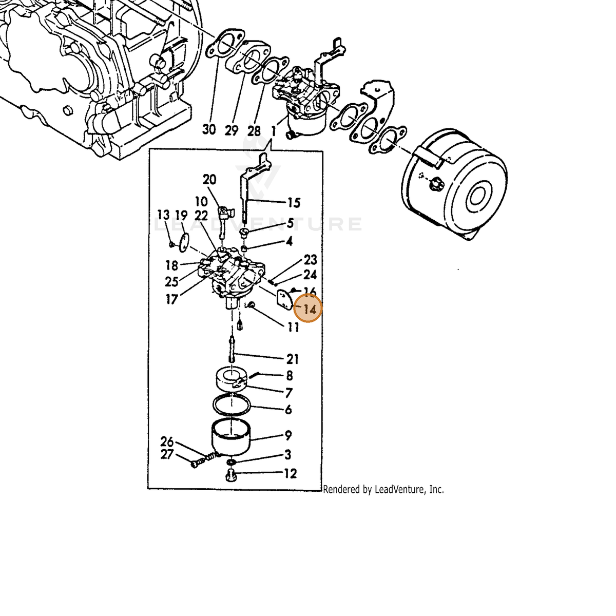 ECHO part Y16091056680 — IPL diagram snippet (6x zoom, amber highlight)