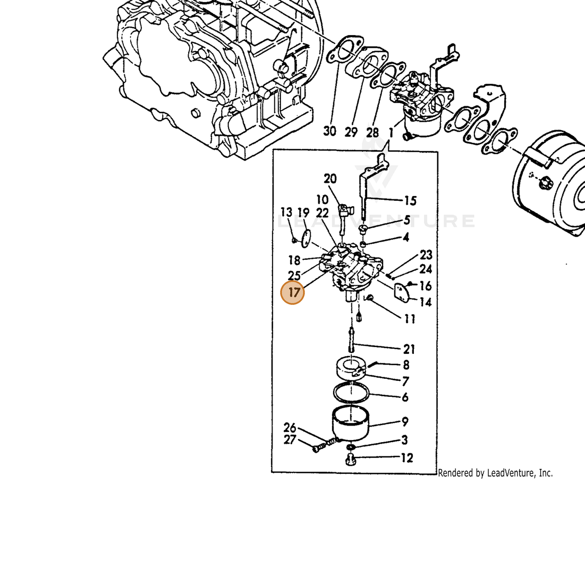 ECHO part Y16091056740 — IPL diagram snippet (6x zoom, amber highlight)