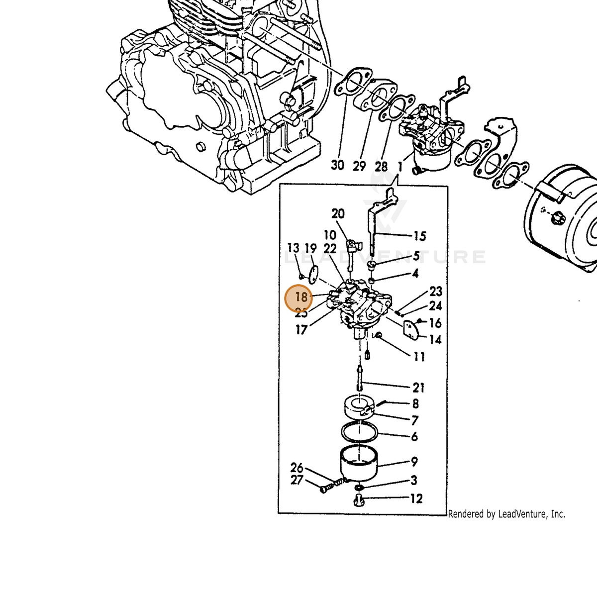 ECHO part Y16091056750 — IPL diagram snippet (6x zoom, amber highlight)