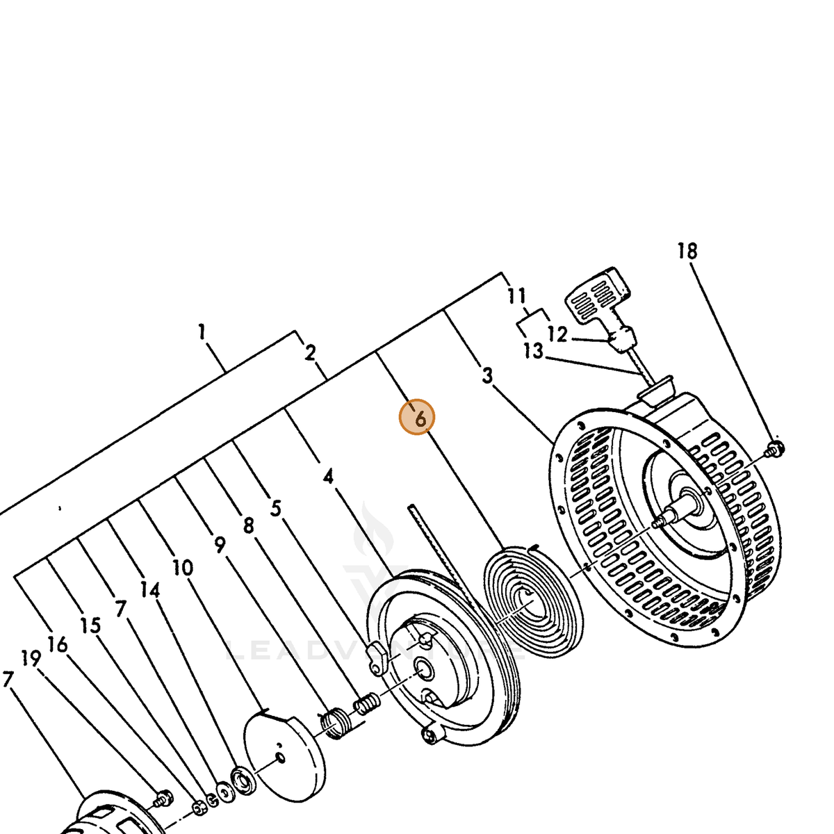 ECHO part Y16091076540 — IPL diagram snippet (6x zoom, amber highlight)