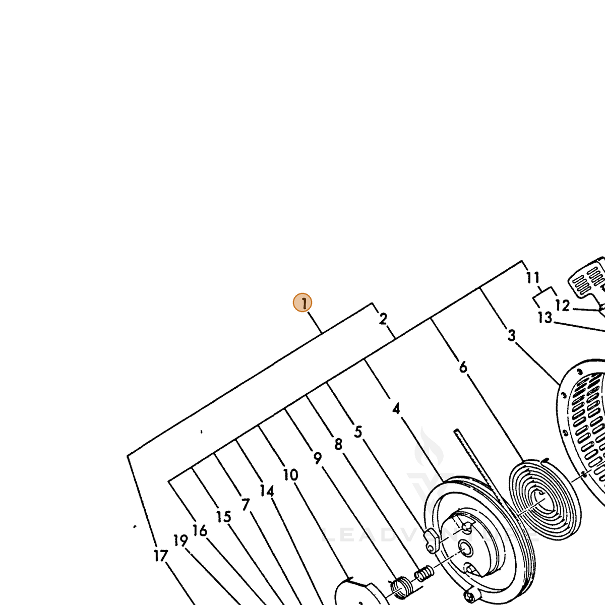 ECHO part Y16094076050 — IPL diagram snippet (6x zoom, amber highlight)