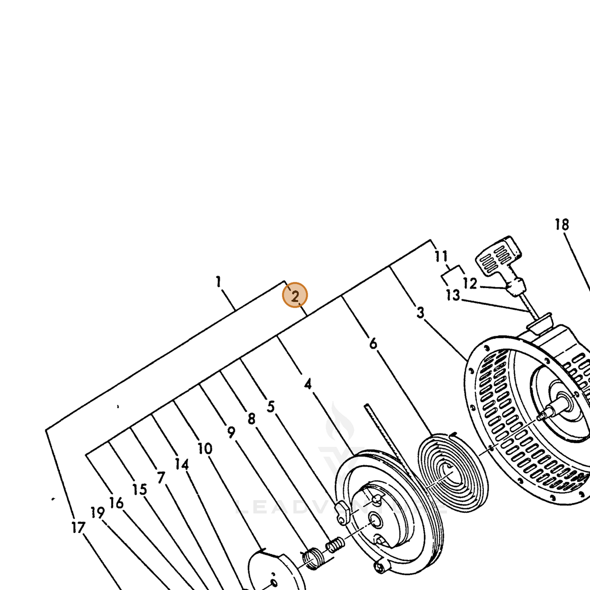ECHO part Y16094076250 — IPL diagram snippet (6x zoom, amber highlight)