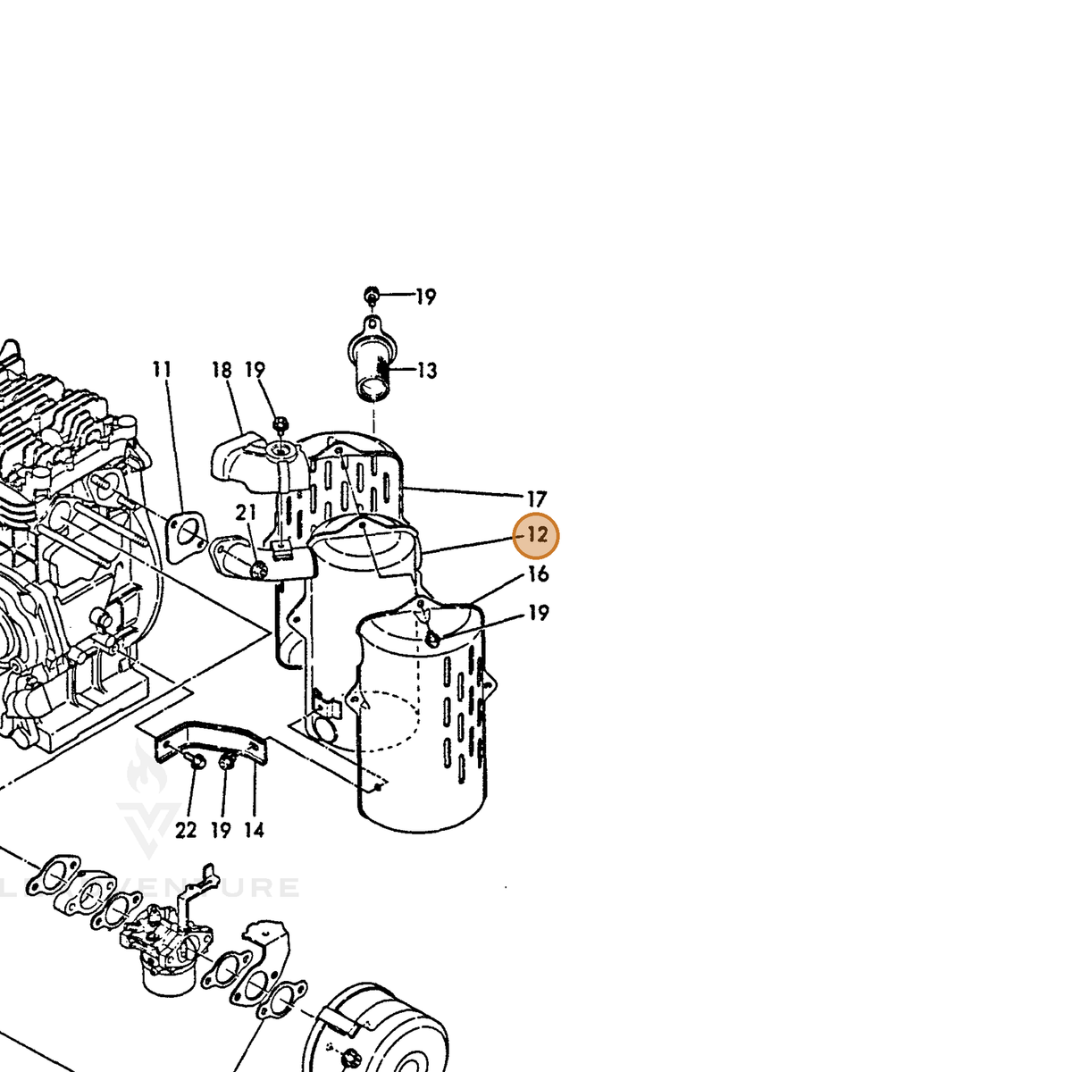 ECHO part Y16097013560 — IPL diagram snippet (6x zoom, amber highlight)