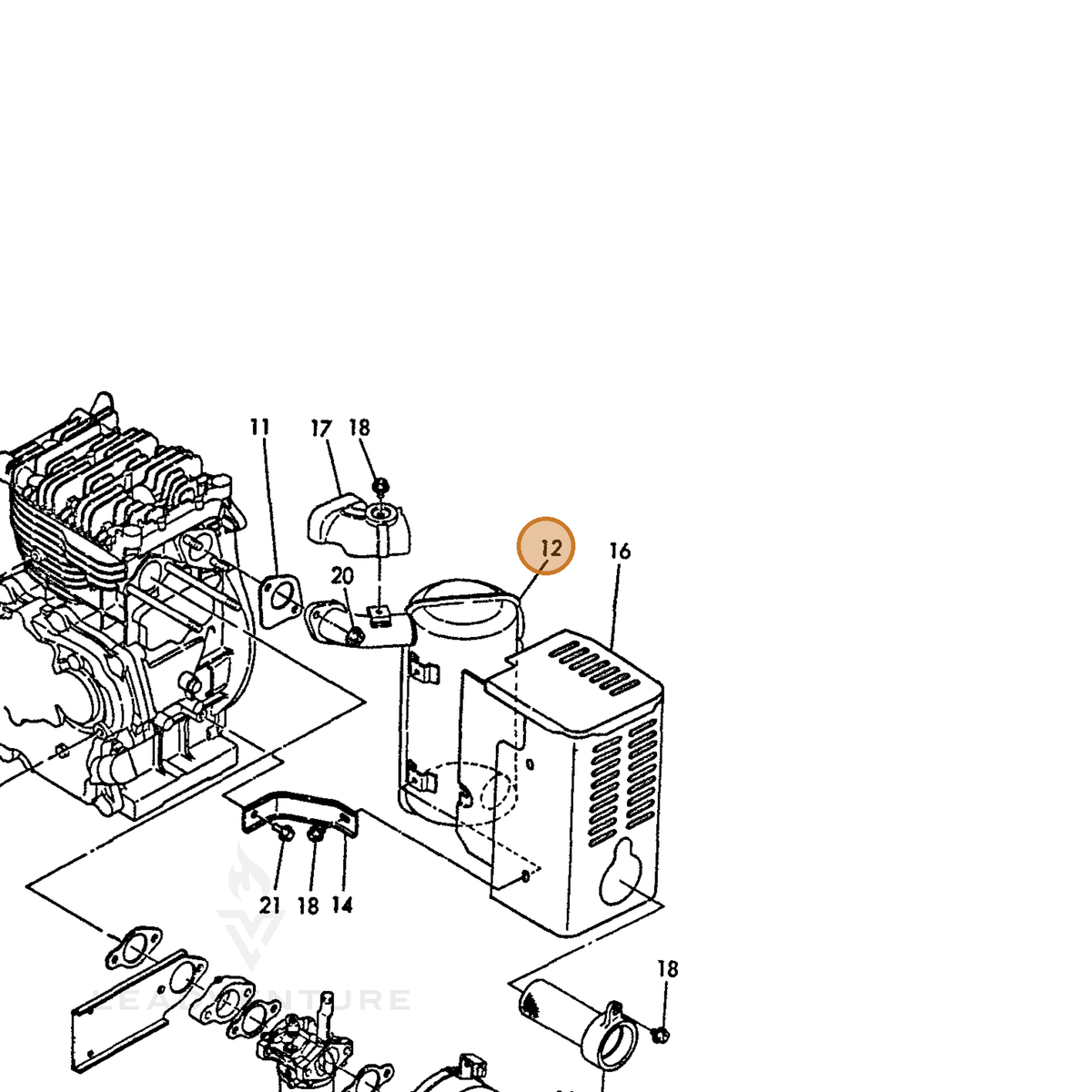 ECHO part Y16097013570 — IPL diagram snippet (6x zoom, amber highlight)