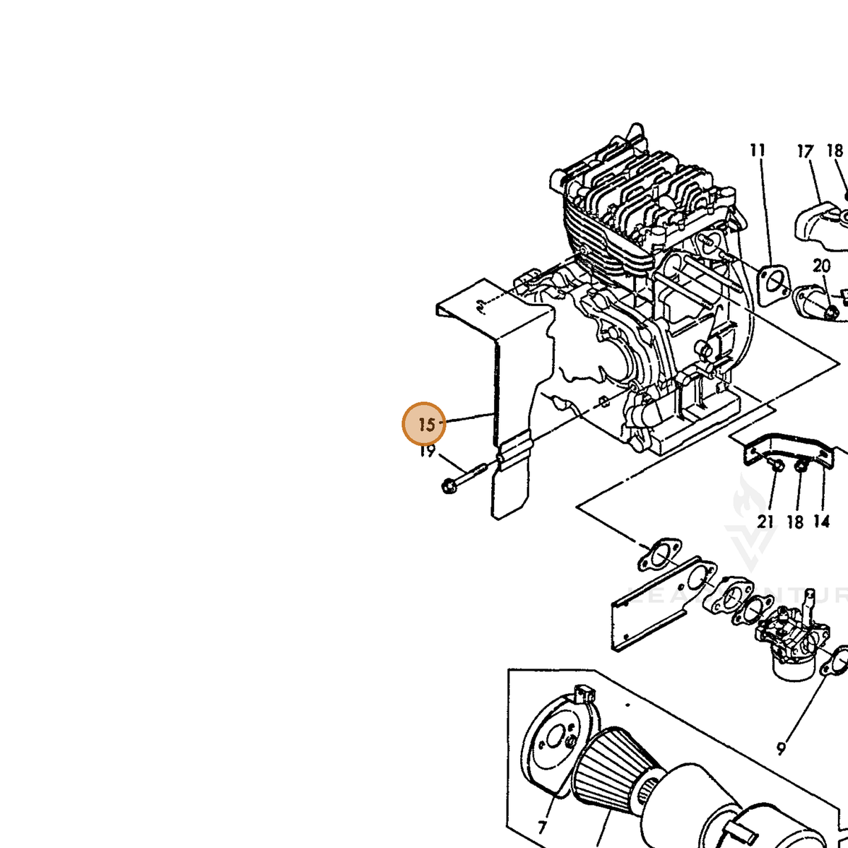 ECHO part Y16097013730 — IPL diagram snippet (6x zoom, amber highlight)