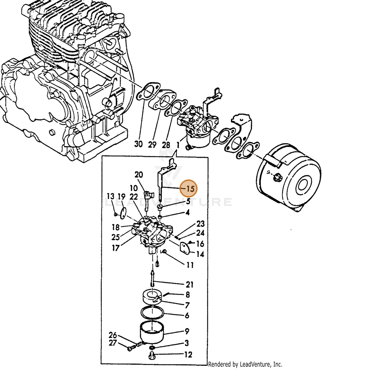 ECHO part Y16097056690 — IPL diagram snippet (6x zoom, amber highlight)
