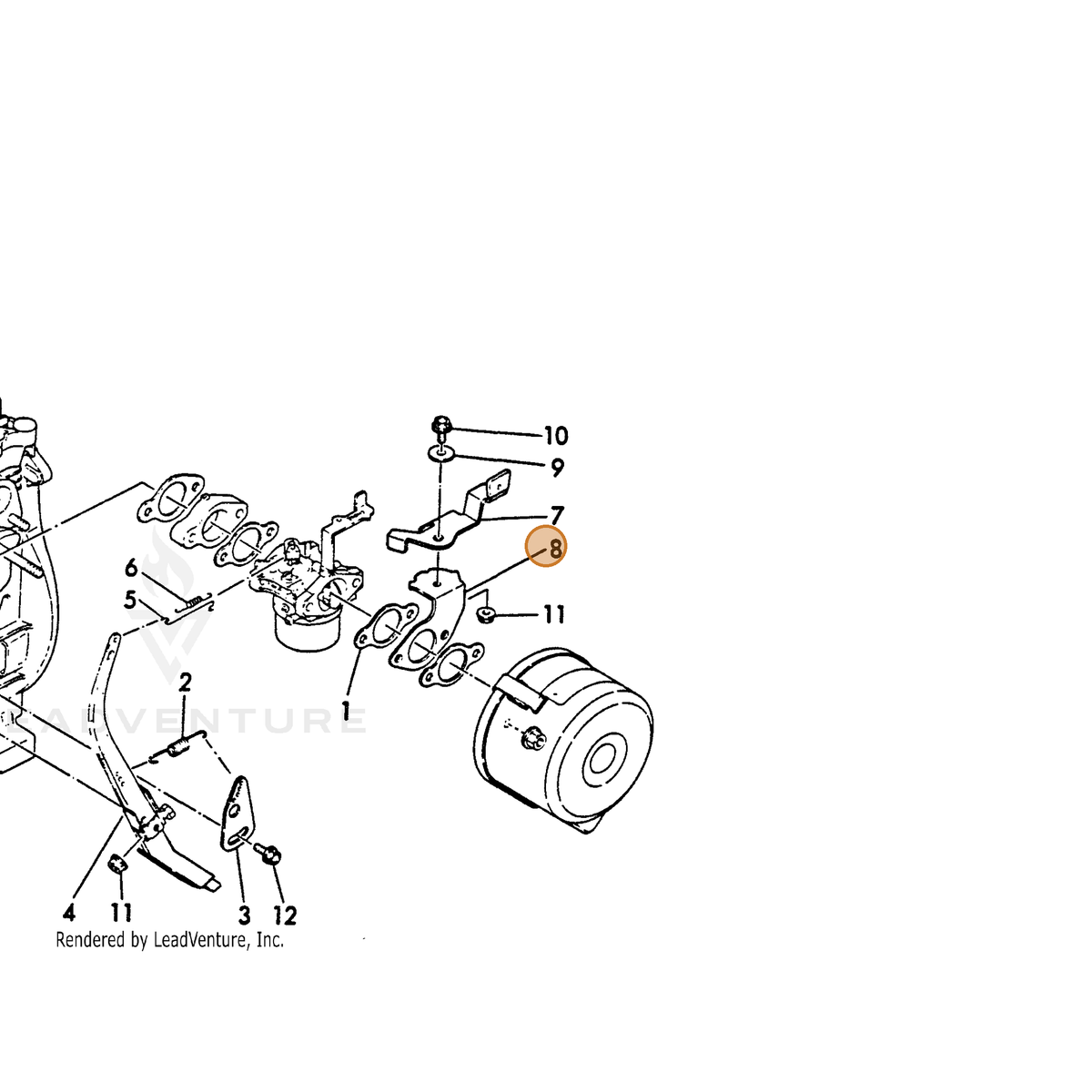 ECHO part Y16097066331 — IPL diagram snippet (6x zoom, amber highlight)