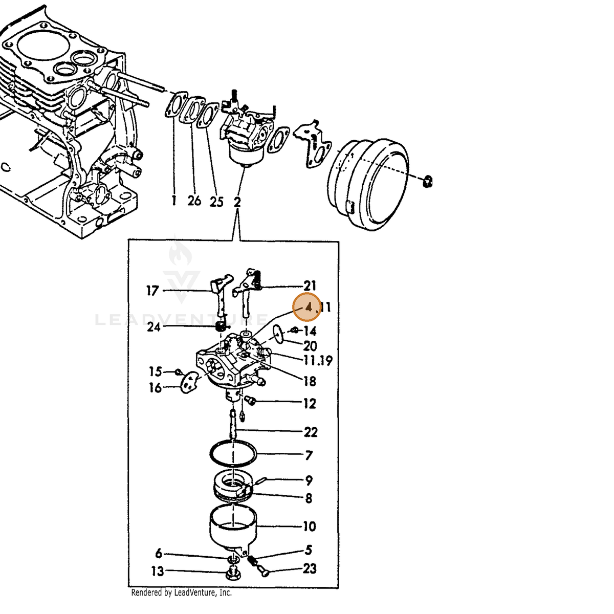 ECHO part Y18123056370 — IPL diagram snippet (6x zoom, amber highlight)