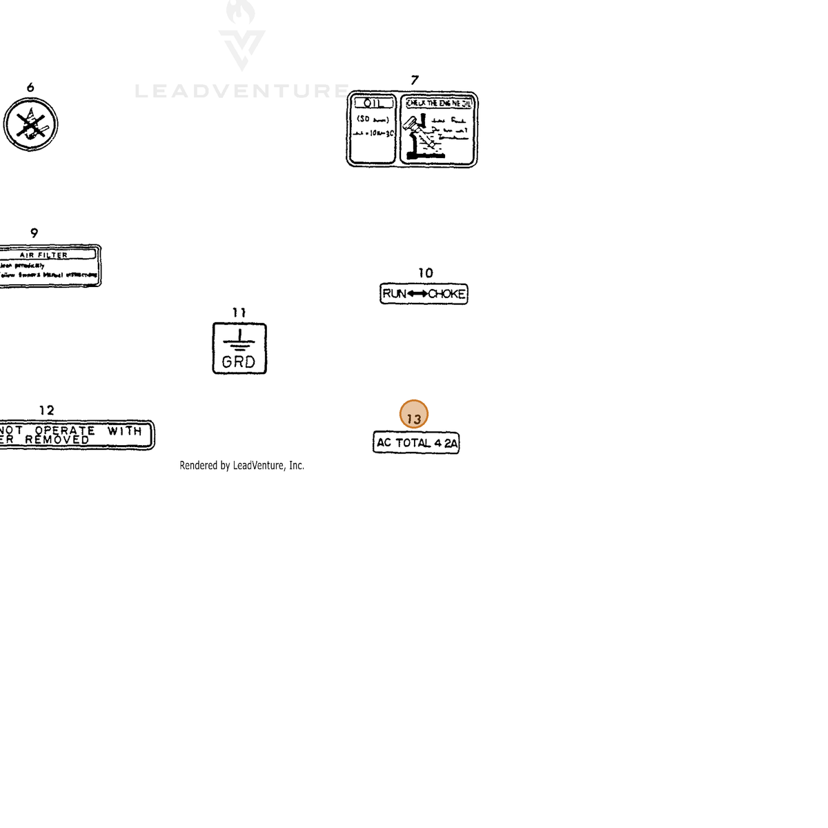 ECHO part Y18311007800 — IPL diagram snippet (6x zoom, amber highlight)