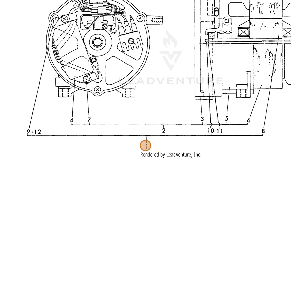 ECHO part Y18311074070 — IPL diagram snippet (6x zoom, amber highlight)