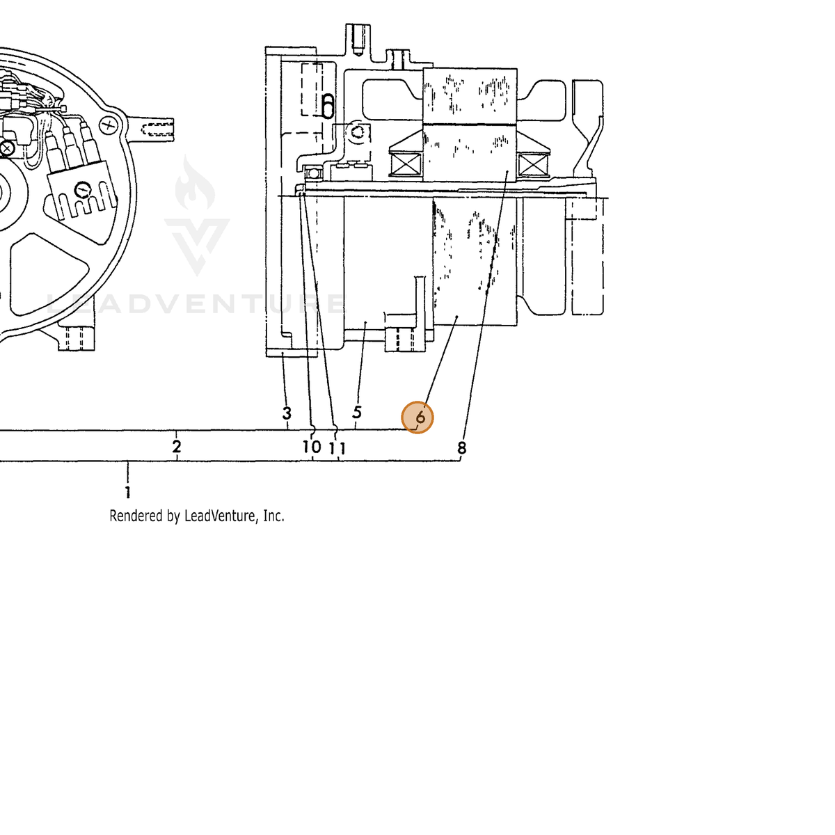 ECHO part Y18311074300 — IPL diagram snippet (6x zoom, amber highlight)