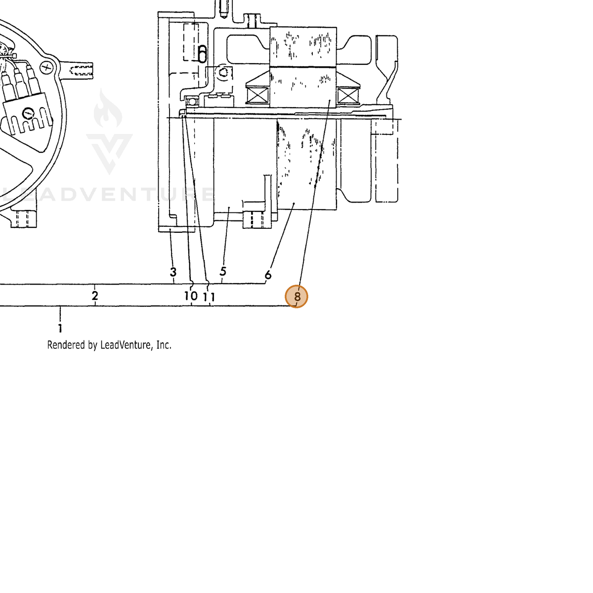 ECHO part Y18311074360 — IPL diagram snippet (6x zoom, amber highlight)