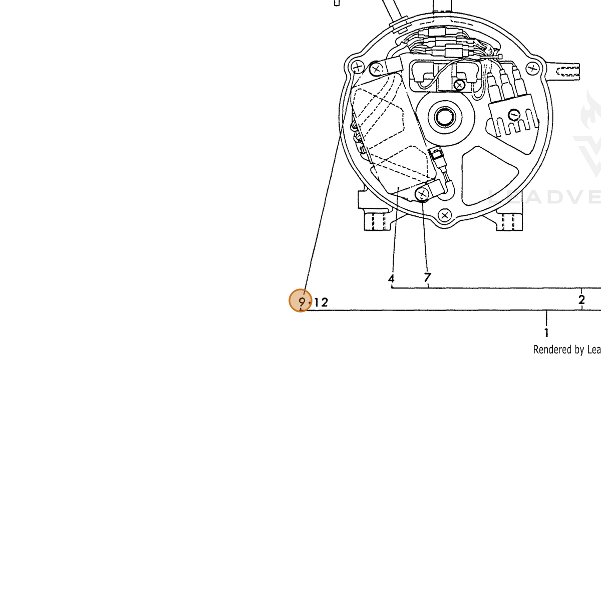 ECHO part Y18311074410 — IPL diagram snippet (6x zoom, amber highlight)
