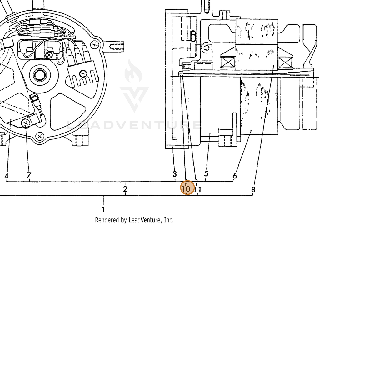 ECHO part Y18311074430 — IPL diagram snippet (6x zoom, amber highlight)