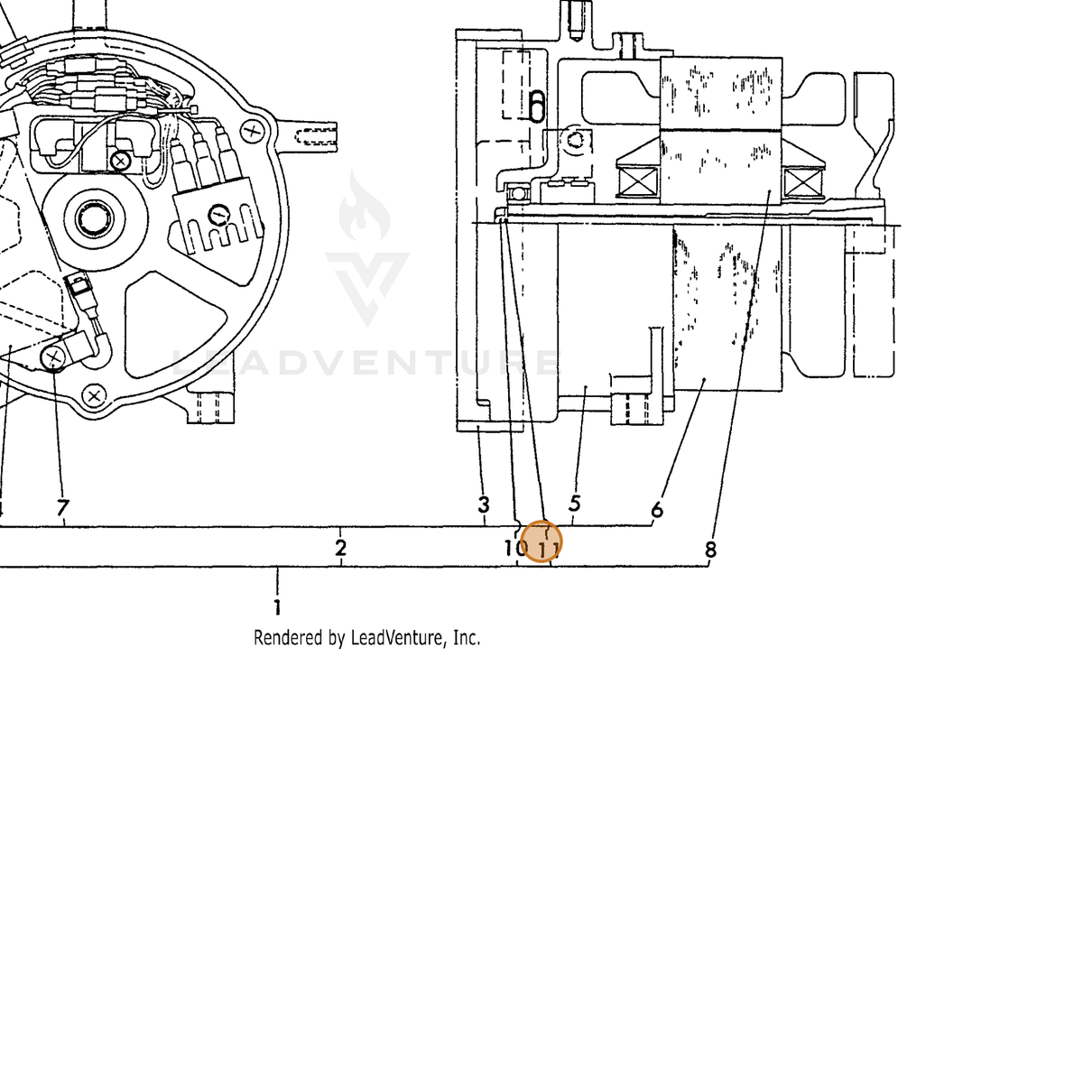 ECHO part Y18311074440 — IPL diagram snippet (6x zoom, amber highlight)