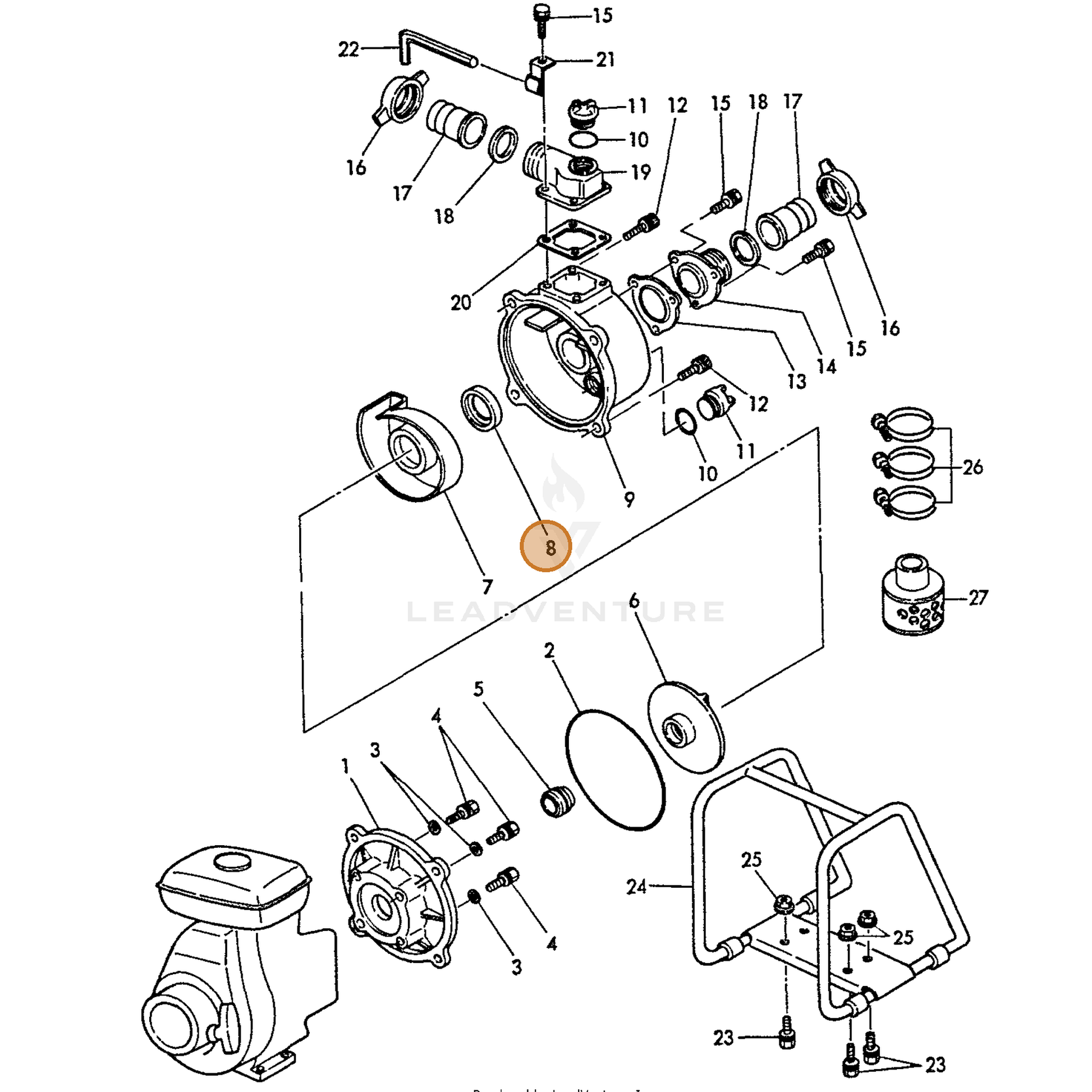 ECHO part Y18317848140 — IPL diagram snippet (6x zoom, amber highlight)