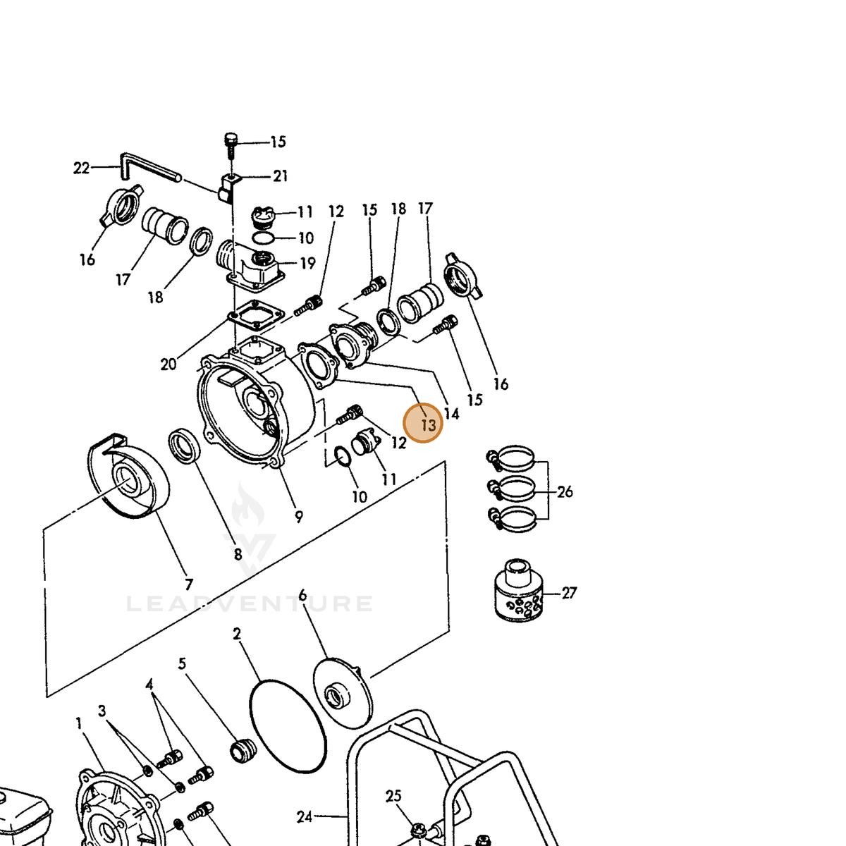 ECHO part Y18317848160 — IPL diagram snippet (6x zoom, amber highlight)