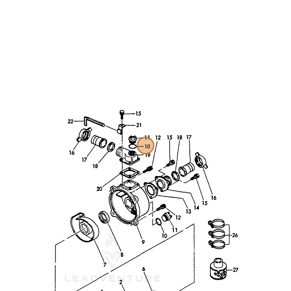 ECHO part Y18317848280 — IPL diagram snippet (6x zoom, amber highlight)