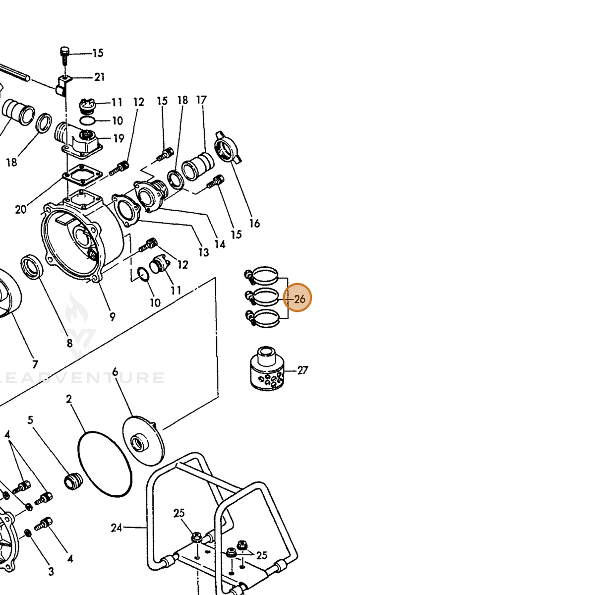 ECHO part Y18317848350 — IPL diagram snippet (6x zoom, amber highlight)