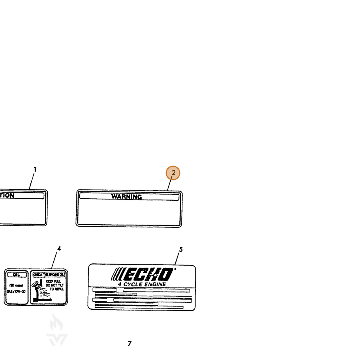 ECHO part Y18321007260 — IPL diagram snippet (6x zoom, amber highlight)