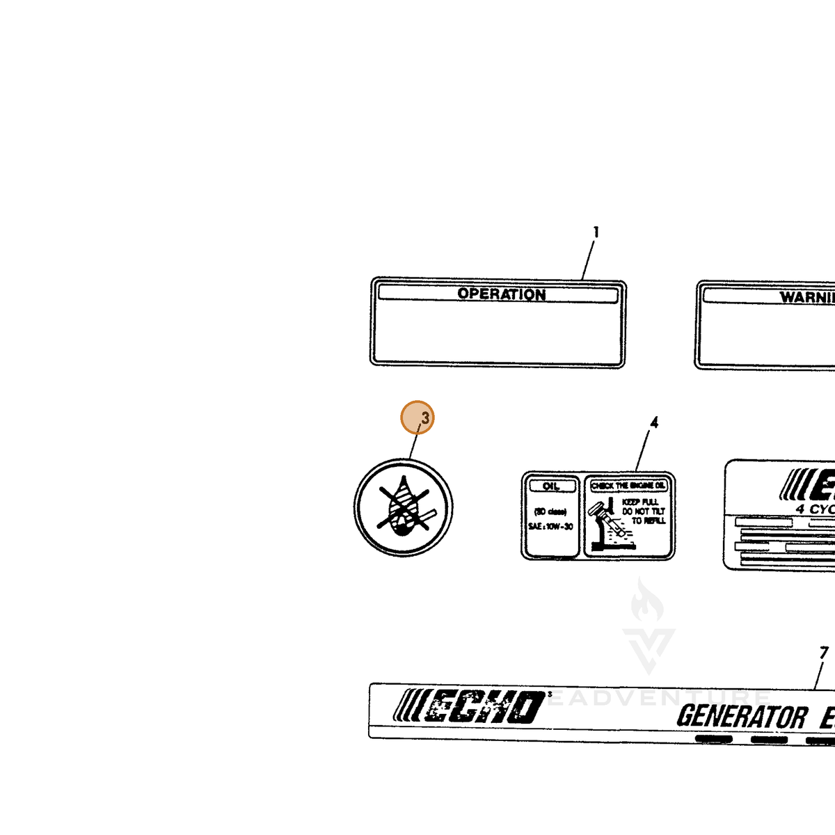 ECHO part Y18321007270 — IPL diagram snippet (6x zoom, amber highlight)