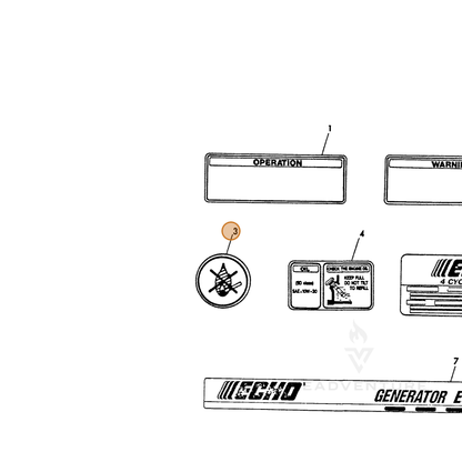 ECHO part Y18321007270 — IPL diagram snippet (6x zoom, amber highlight)