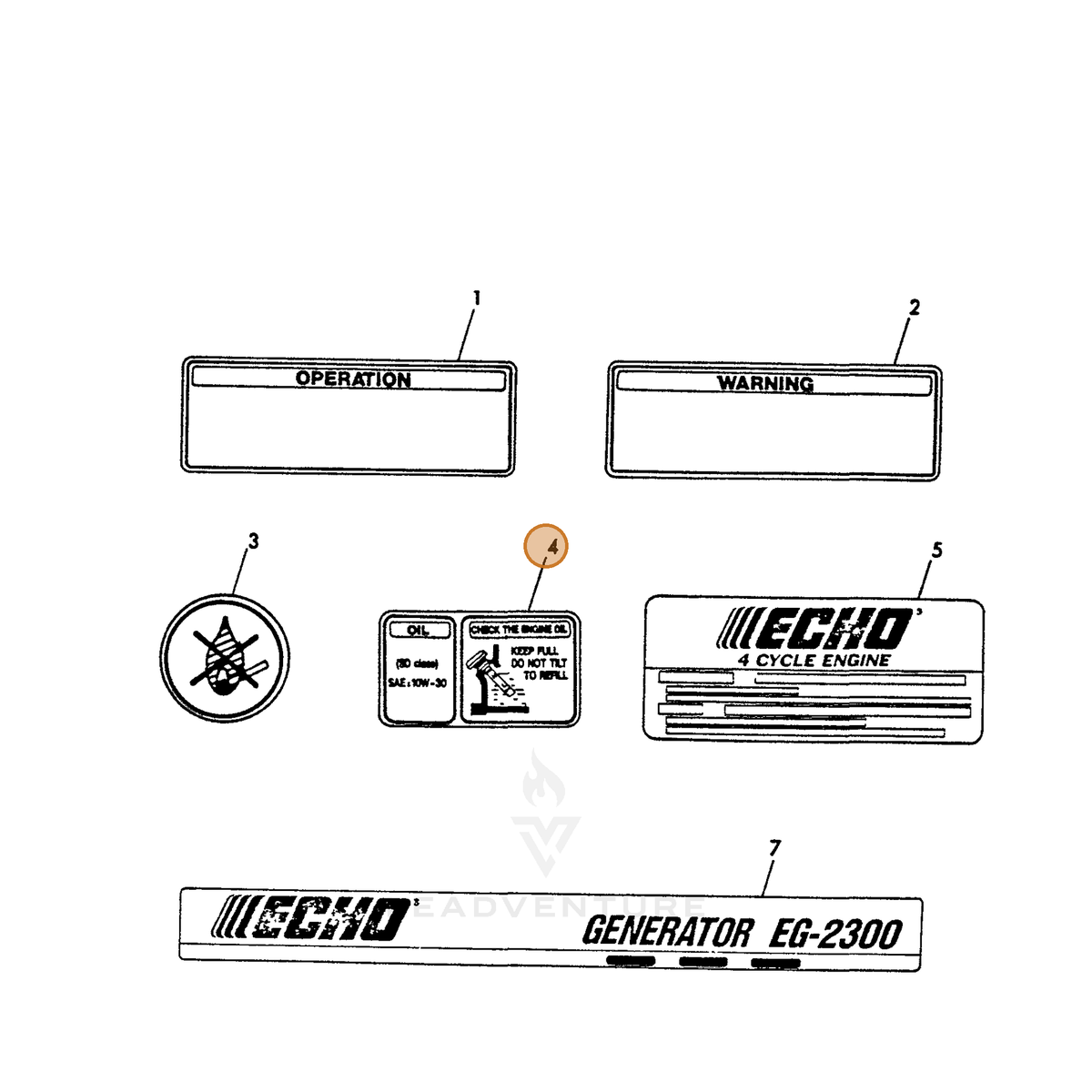 ECHO part Y18321007290 — IPL diagram snippet (6x zoom, amber highlight)