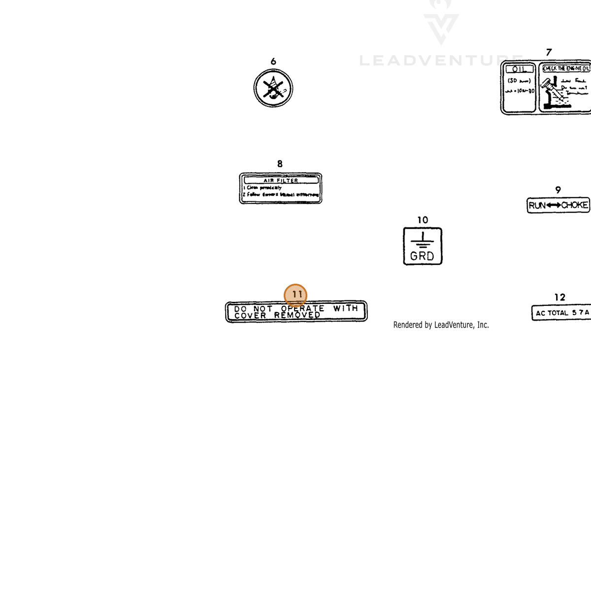 ECHO part Y18321007700 — IPL diagram snippet (6x zoom, amber highlight)