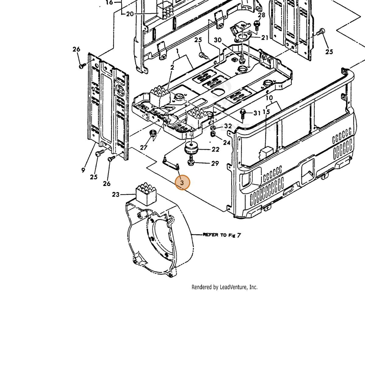 ECHO part Y18321008050 — IPL diagram snippet (6x zoom, amber highlight)