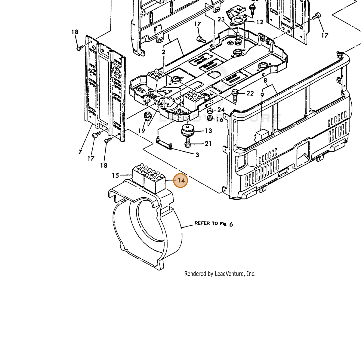 ECHO part Y18321008250 — IPL diagram snippet (6x zoom, amber highlight)