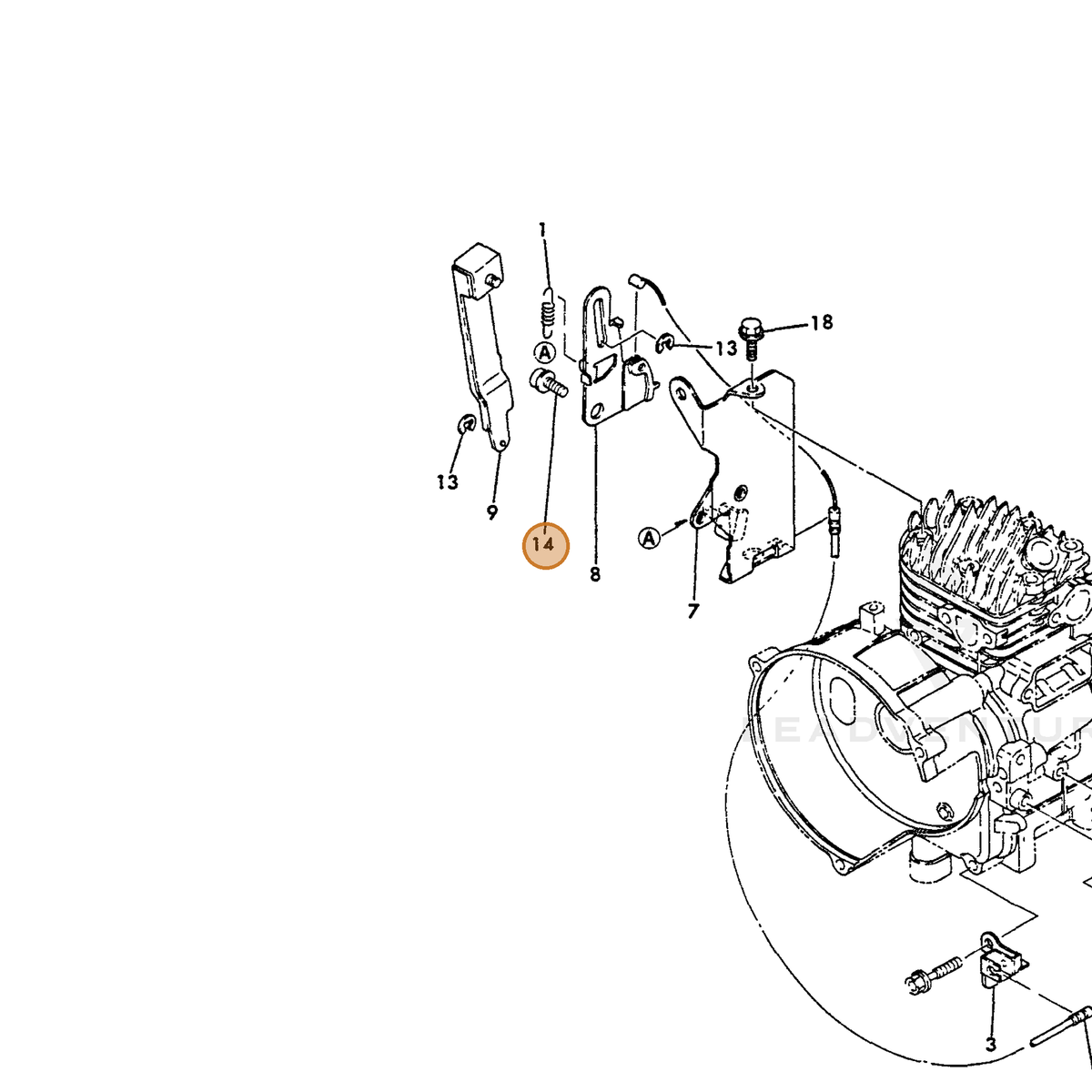 ECHO part Y18321008850 — IPL diagram snippet (6x zoom, amber highlight)