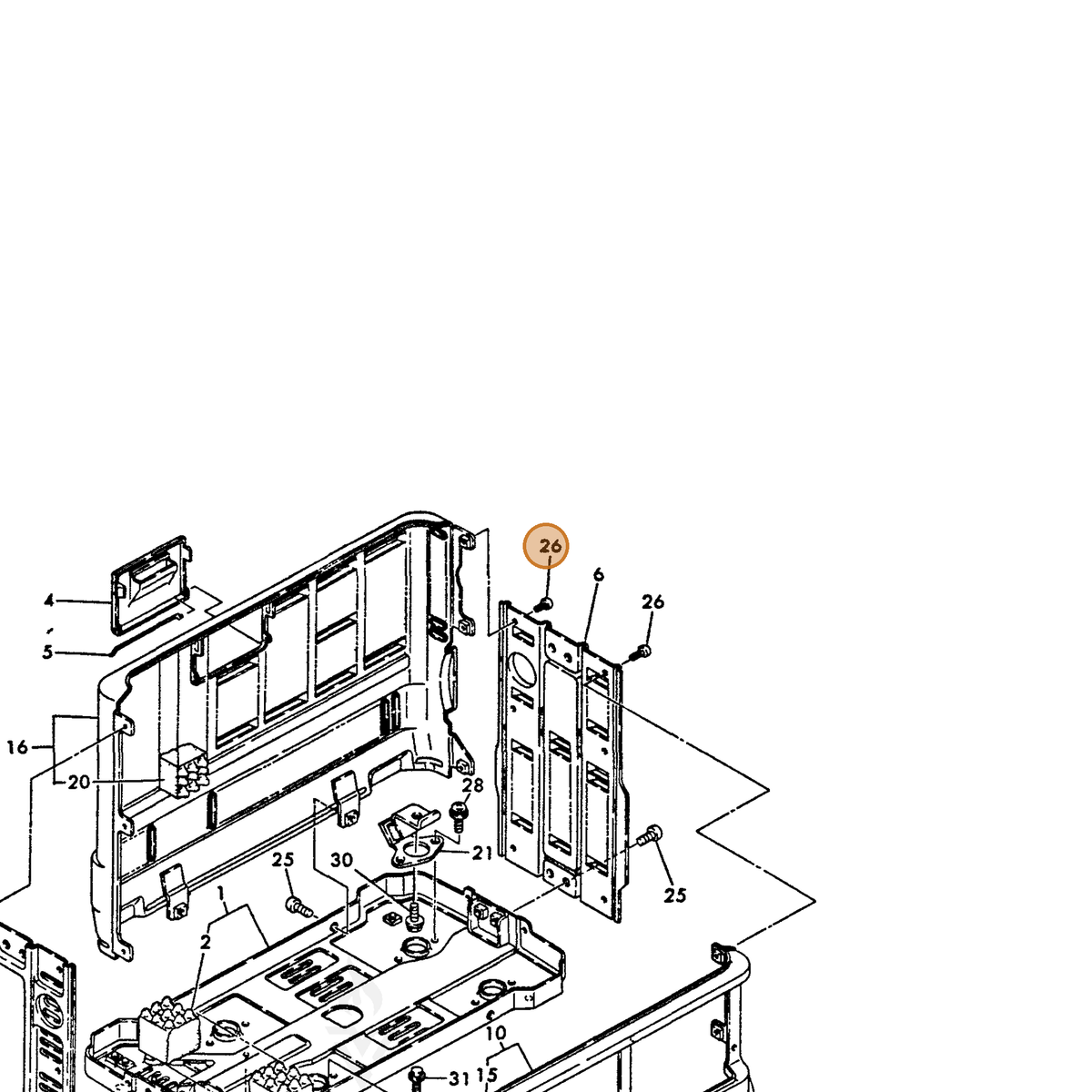 ECHO part Y18321008860 — IPL diagram snippet (6x zoom, amber highlight)