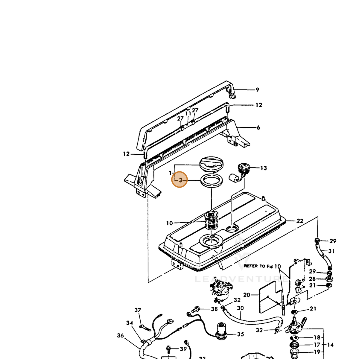 ECHO part Y18321055090 — IPL diagram snippet (6x zoom, amber highlight)