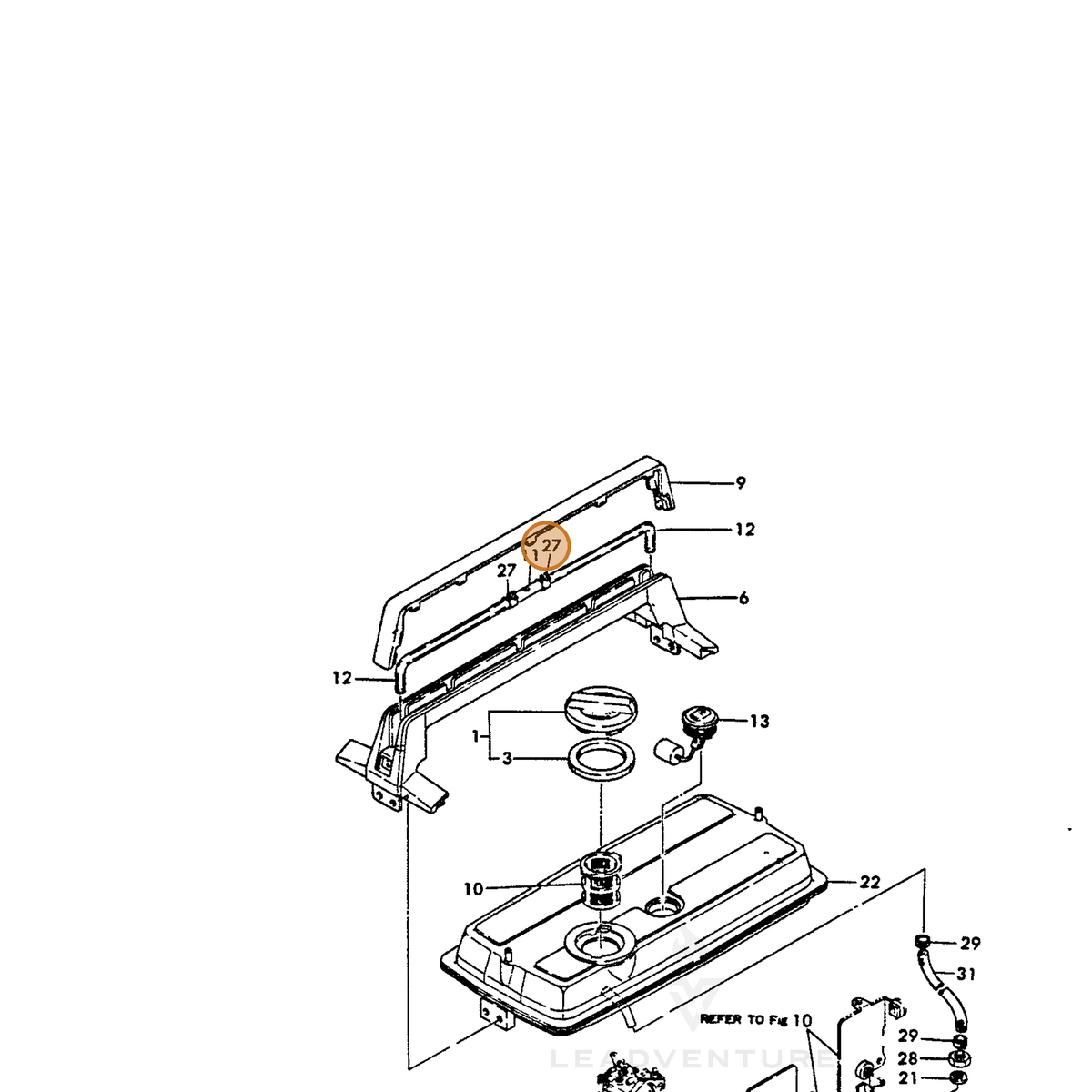 ECHO part Y18321055650 — IPL diagram snippet (6x zoom, amber highlight)