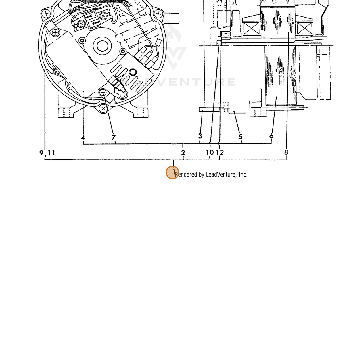 ECHO part Y18321074070 — IPL diagram snippet (6x zoom, amber highlight)
