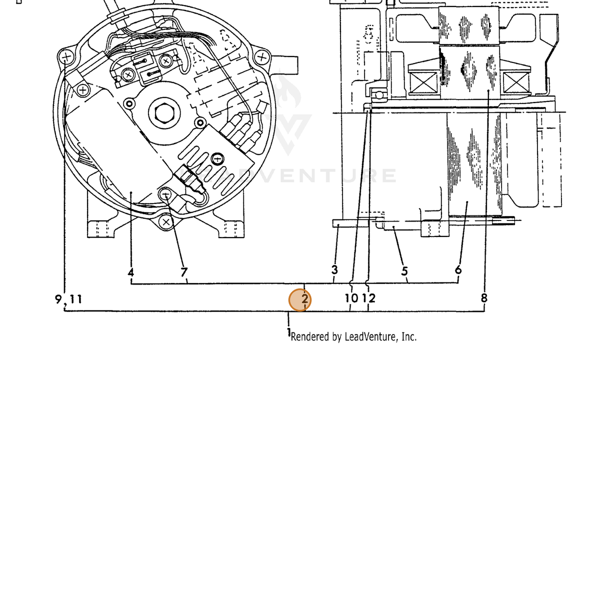 ECHO part Y18321074220 — IPL diagram snippet (6x zoom, amber highlight)