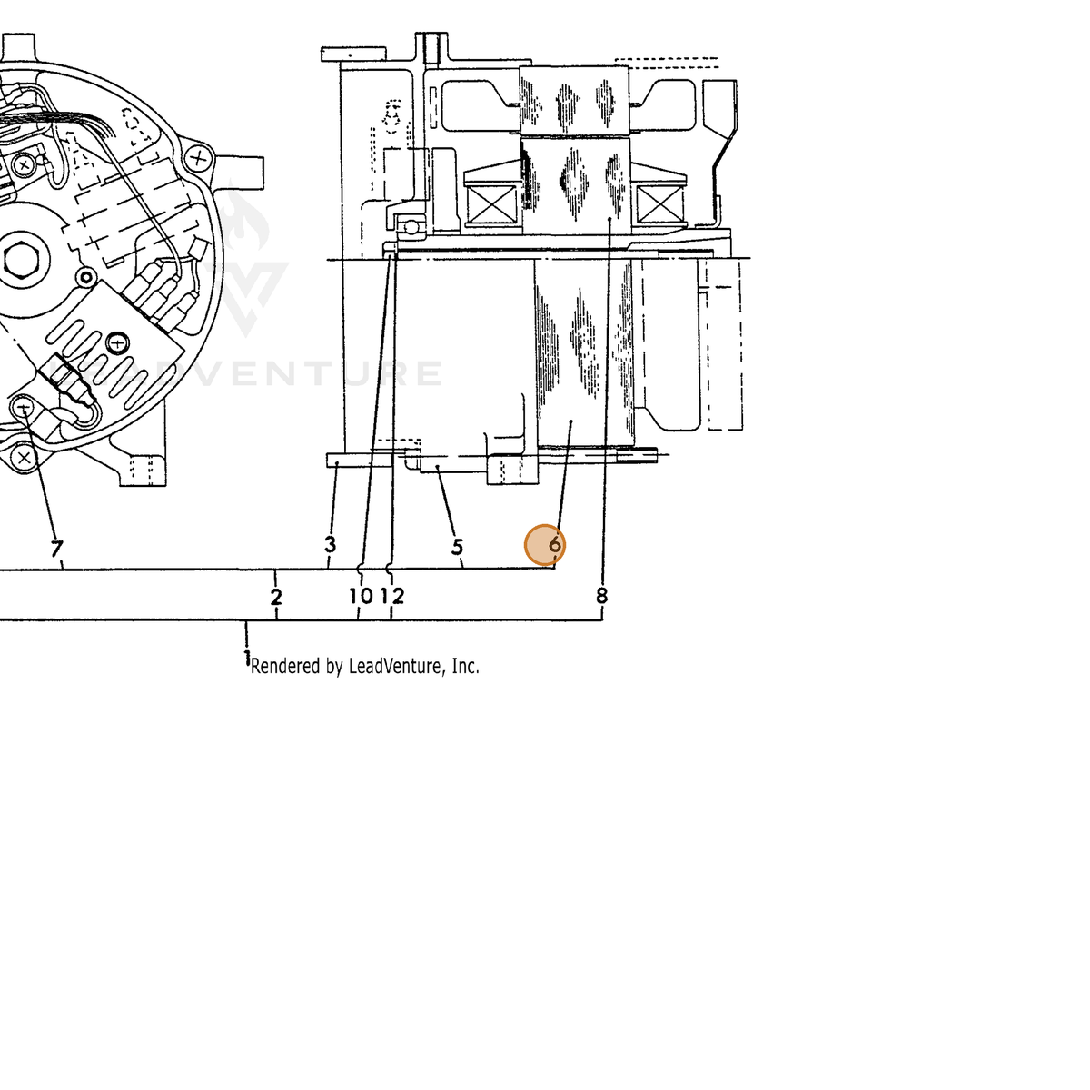 ECHO part Y18321074300 — IPL diagram snippet (6x zoom, amber highlight)