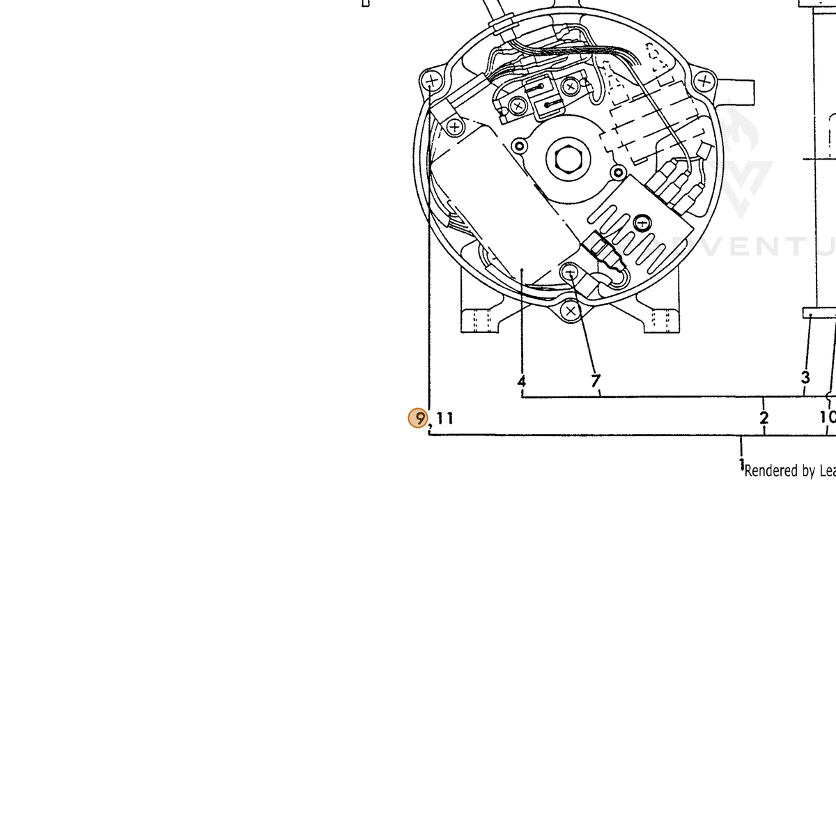 ECHO part Y18321074410 — IPL diagram snippet (6x zoom, amber highlight)
