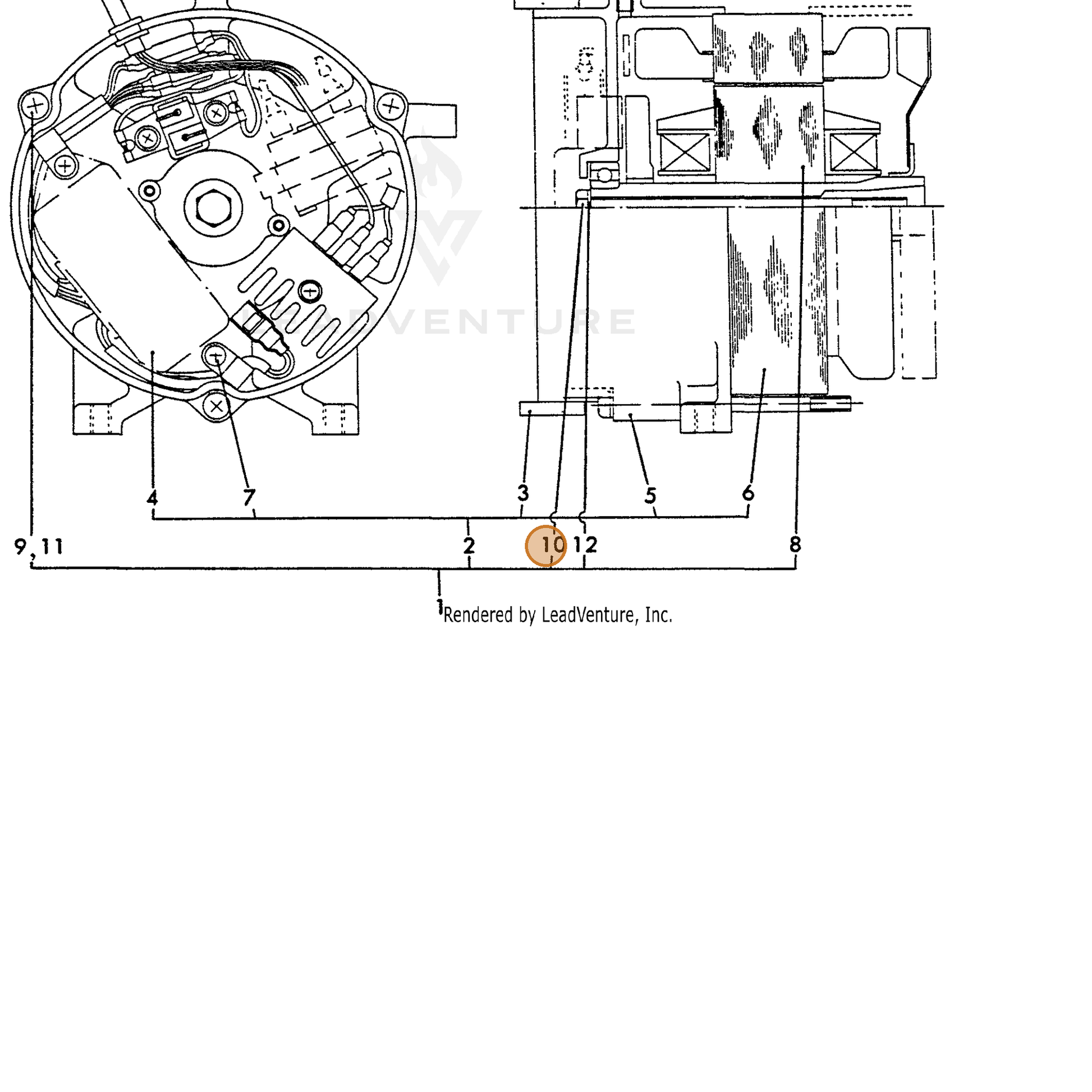 ECHO part Y18321074430 — IPL diagram snippet (6x zoom, amber highlight)