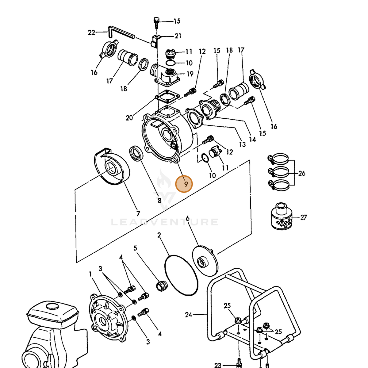 ECHO part Y18332948050 — IPL diagram snippet (6x zoom, amber highlight)