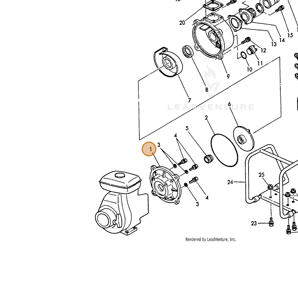 ECHO part Y18332948070 — IPL diagram snippet (6x zoom, amber highlight)