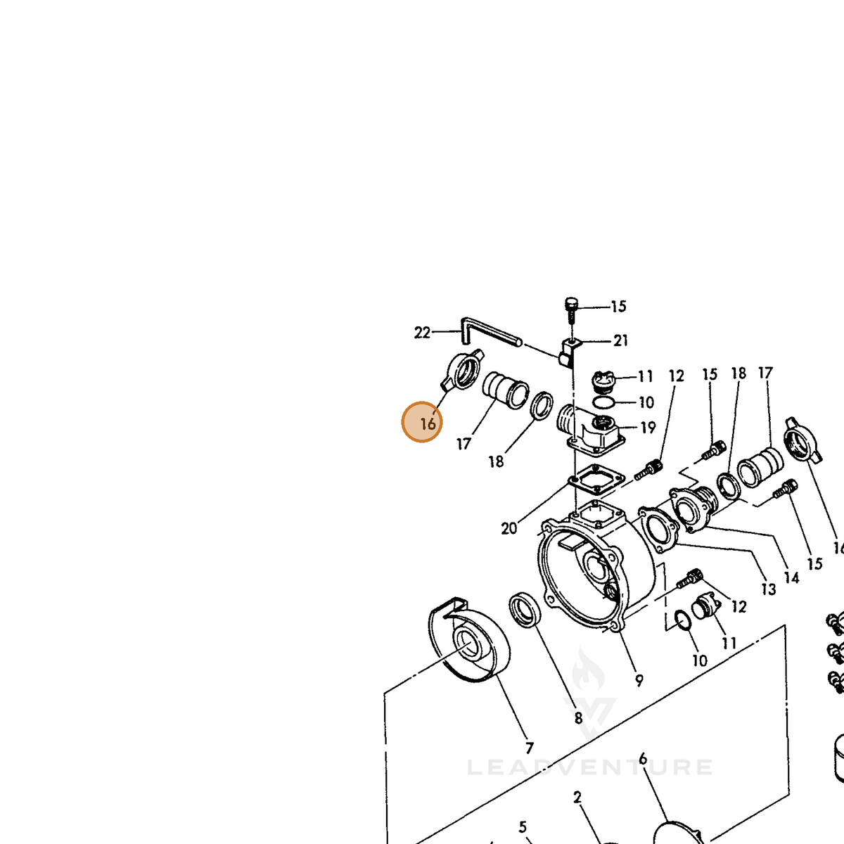 ECHO part Y18332948200 — IPL diagram snippet (6x zoom, amber highlight)