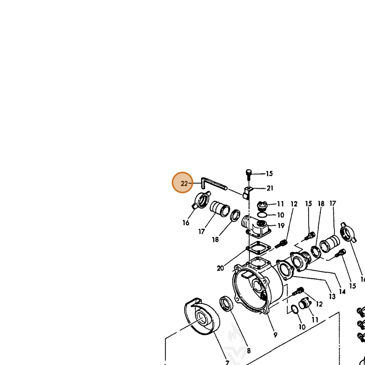 ECHO part Y18332992810 — IPL diagram snippet (6x zoom, amber highlight)