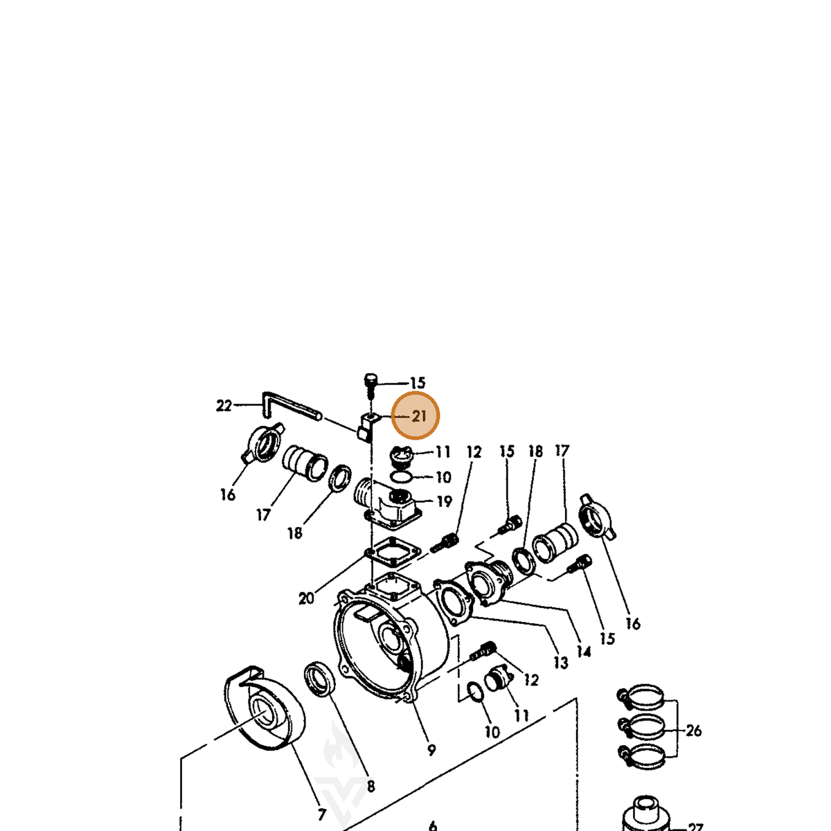 ECHO part Y18332992820 — IPL diagram snippet (6x zoom, amber highlight)